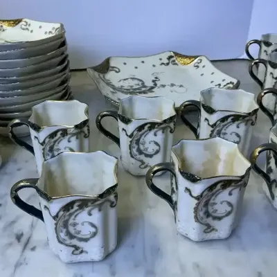 1800’s Haviland Limoges Small Asian Style Hand Painted Tea Set 
