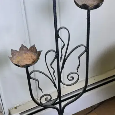 4’ Tall Wrought Iron Tiered Standing Candlebra 