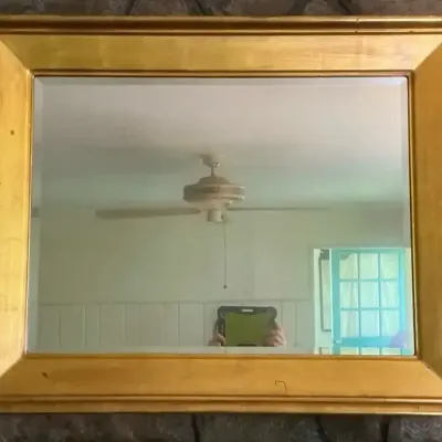 Gilt Rectangular Wood Wall Mirror 28"h x 35.25"w