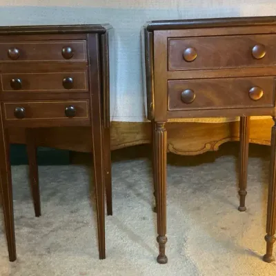 Mis-Matched Antique Drop-Leaf Nightstands