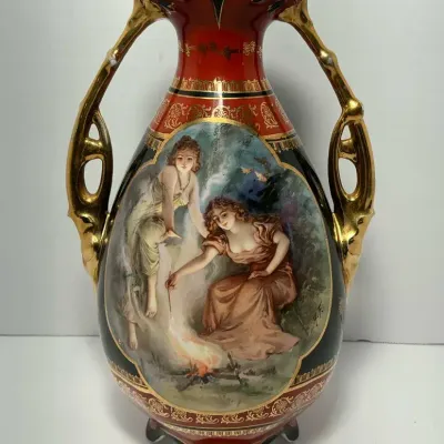 Imperial Austria Hand Painted Porcelain Vase (10 Inch)