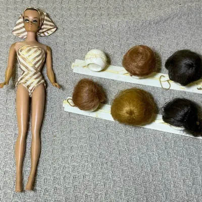 Vintage 1962 Fashion Queen Barbie with Swimsuit, Turban, & Wigs