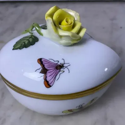 Herend Rothschild Bird-heart Shaped Porcelain Trinket 