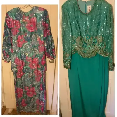 Vintage Richilene Blue And Floral Dresses