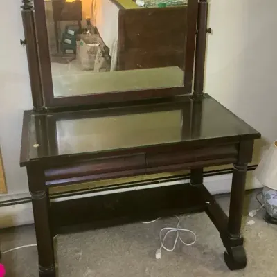 Antique Empire Style Dark Wood Vanity