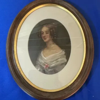 19th Century Portrait Painting of a Young Woman 12"h x 10"w