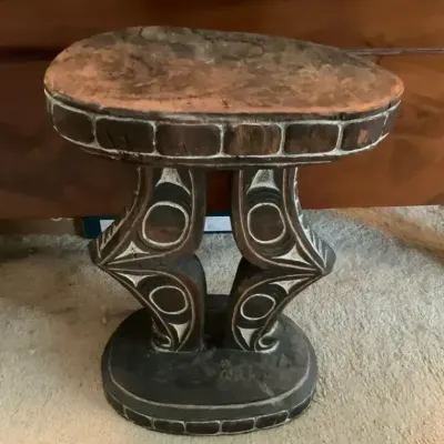 Traditional Hand Carved Wooden Papua New Guinea Stool
