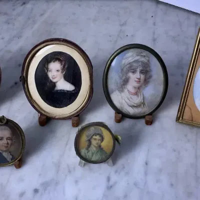 Antique hand Painted Miniature Portraits 