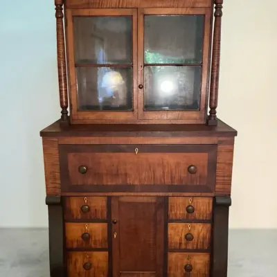 Antique Empire Style Tiger Maple Secretary (23 x 44 x 80)