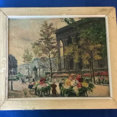 Paris 1931 Painting on Board 10.5"h x 12.5"w