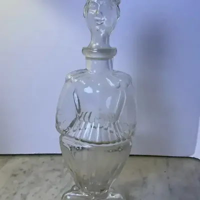 Figural Clown Glass Decanter Bottle In Clear Glass
