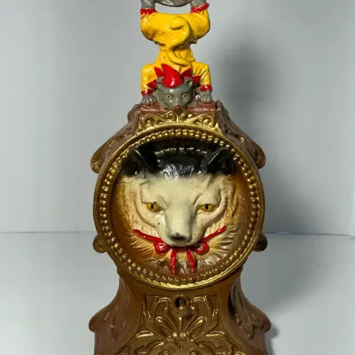 Cat & Mouse Cast Iron Reproduction Bank - Book of Knowledge (11 Inch Max Height)