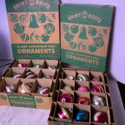 Vintage Shiney Bright Glass Ornaments 