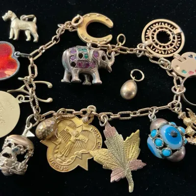 10k & 14k Mixed Metal Charm Bracelet (Inc Non Gold / Silver)