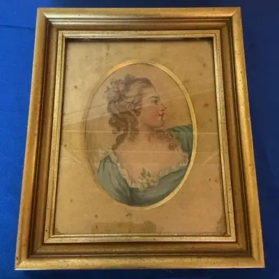 Anne Rideely Sappington Antique Portrait Painting 14"h x 11.75"w