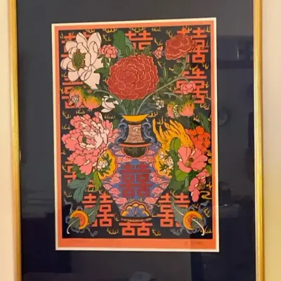 Print Of Flowers Bloom In Wealth And Prosperity By Zhu Jincheng 