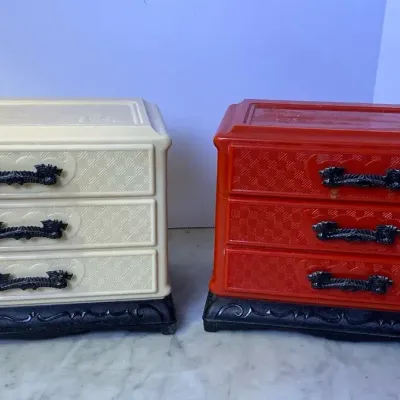 Celluloid Or Molded Plastic Asian Jewelry Boxes 