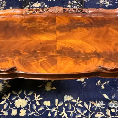 French Design Antique Carved Mahogany Coffee Table 