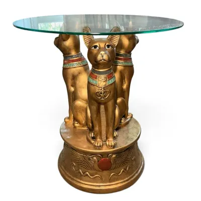 Design Toscano Royal Golden Bastet Egyptian Side Table (18.5 x 20)