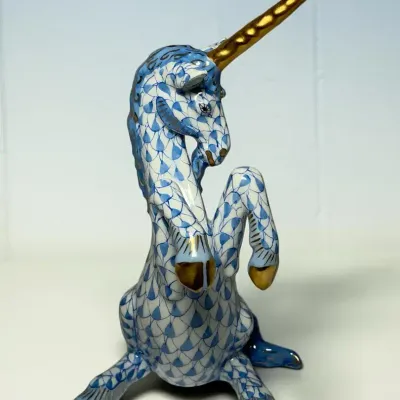 Herend Hand Painted 24k Gilded Gold Accented Unicorn 
