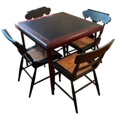 32” Square Dark Brown Table And Chairs