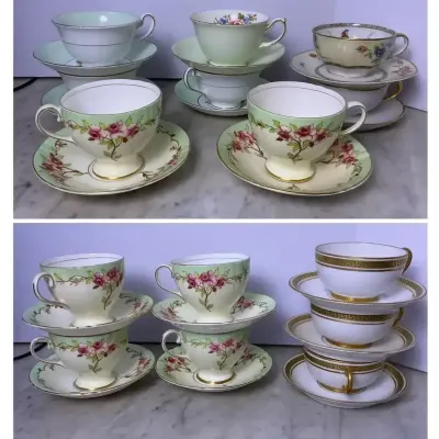 Large Vintage Tea Cup And Saucer Lot 
