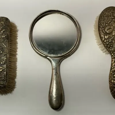 Sterling Silver Vanity Brushes & Mirror (LR31)