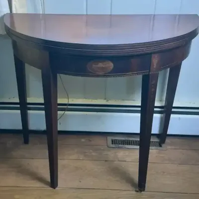 Antique Demilune Folding Game Table