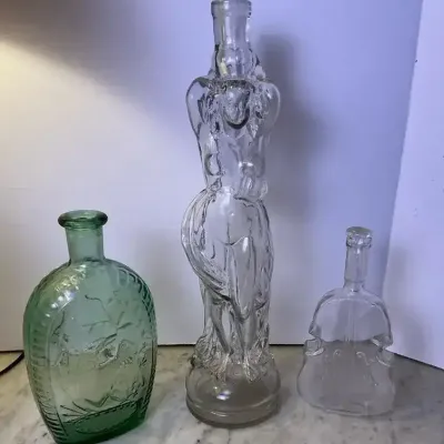 Glass Figural Bottles Lady Figure And More 