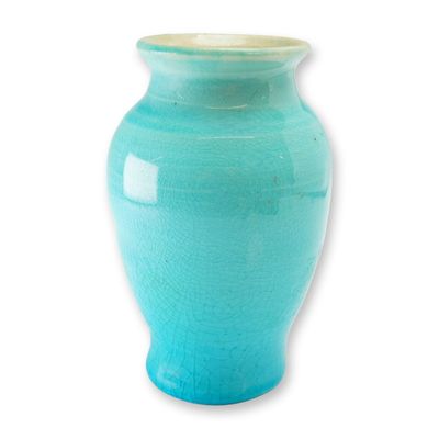 Pisgah Forest Turquoise Crackle Glaze Vase
