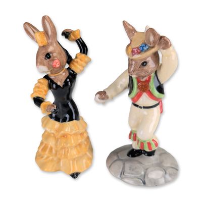 2pc Royal Doulton Bunnykins Flamenco and Morris Dancer Figurines