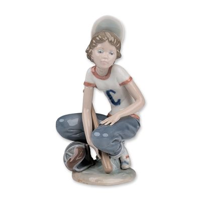 Lladro Porcelain Figurine, Little Leaguer Catcher 01005290
