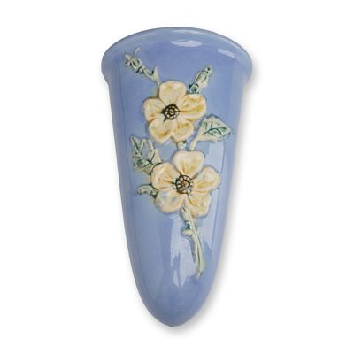 Weller Pottery Blue Glazed Floral Wall Pocket
