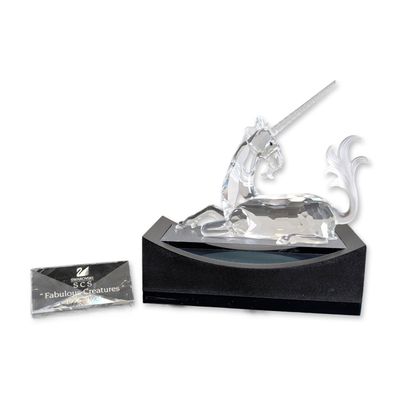 3pc Swarovski SCS 1996 Annual Edition Unicorn w/ Display Stand, Plaque & COA