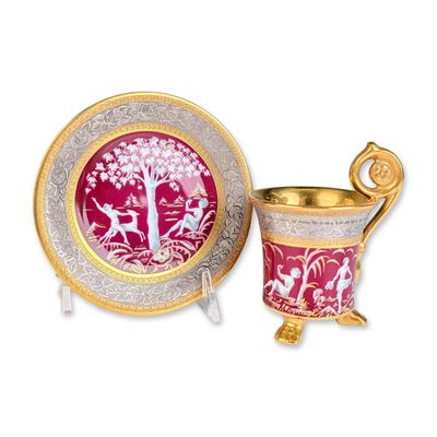 2pc Royal Epiag Czechoslovakia Porcelain Demitasse Cup and Saucer