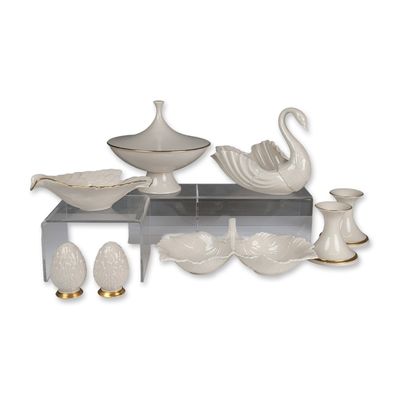 8pc Lenox Ivory Porcelain Gold Trim Tableware Collection