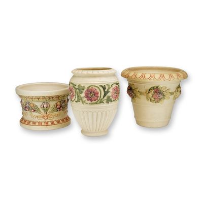 3pc Weller Pottery Jardinieres and Vase, Roma & Zona