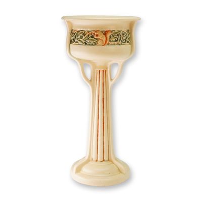 Weller Art Pottery Roma Series Squirrel and Oak Leaf Pedestal Vase