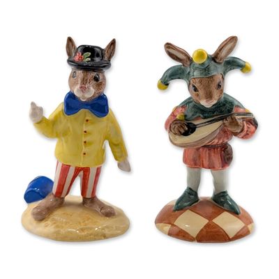 Two Royal Doulton LE Porcelain Bunnykins Figurines, Joker DB171 and Jester DB161