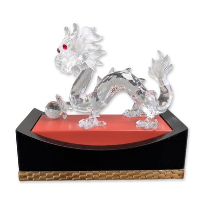 2pc Swarovski SCS 1997 Annual Edition Dragon Figurine w/ Display Stand