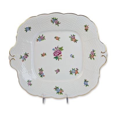 Herend Hungarian Porcelain Handled Serving Plate, Eton Pattern