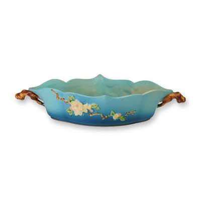Roseville Pottery Console Bowl, Apple Blossom