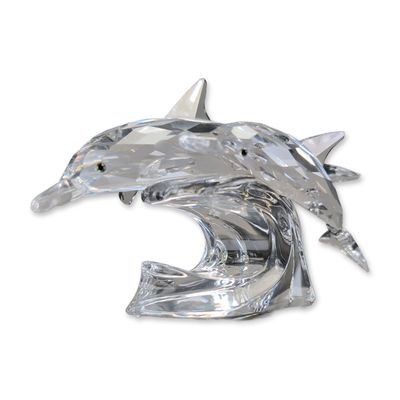 Swarovski SCS 1990 Annual Edition Crystal Dolphin Figurine w/ Signed COA