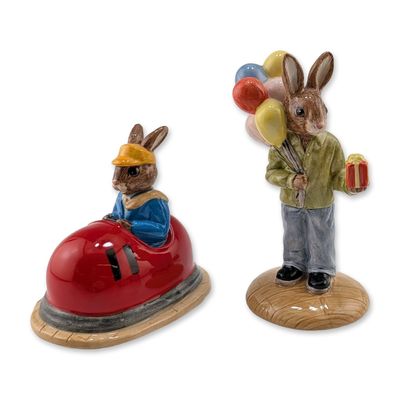 Two Royal Doulton Ceramic Bunnykins Figurines, Dodgem DB249 & Congratulations DB291