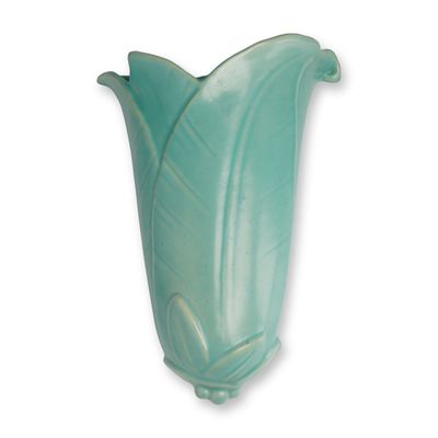 Weller Pottery Turquoise Leaf Wall Pocket