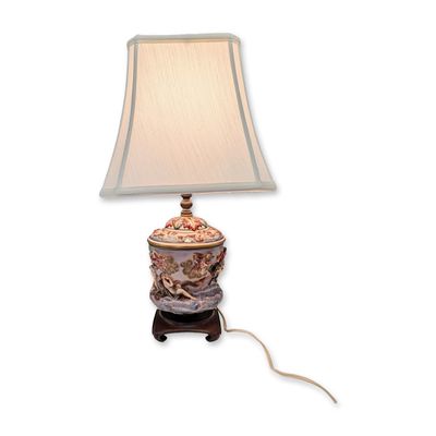Capodimonte Style Porcelain Lamp with Lampshade