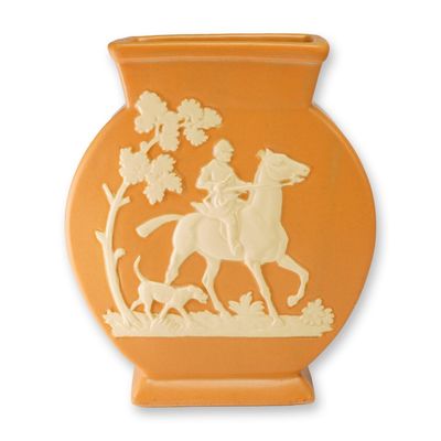 Weller Pottery Fox Hunt Flat Vase, Chase