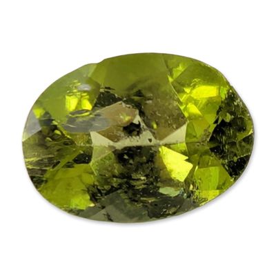 Oval Faceted Yellowish-Green Peridot Gemstone