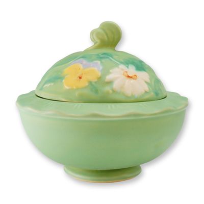 Weller Art Pottery Matte Seafoam Green Lidded Bowl