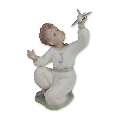 Golden Memories by Lladro Family Spanish Porcelain Boy with Airplane Figurine